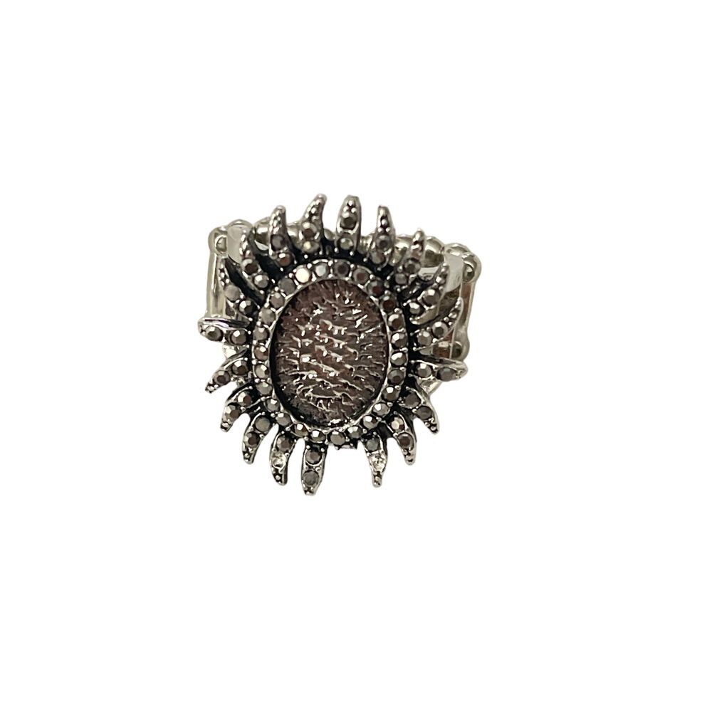 Vintage Sunburst Stretch Ring Boho‎ Chic Statement Jewelry Antique Silver R-09